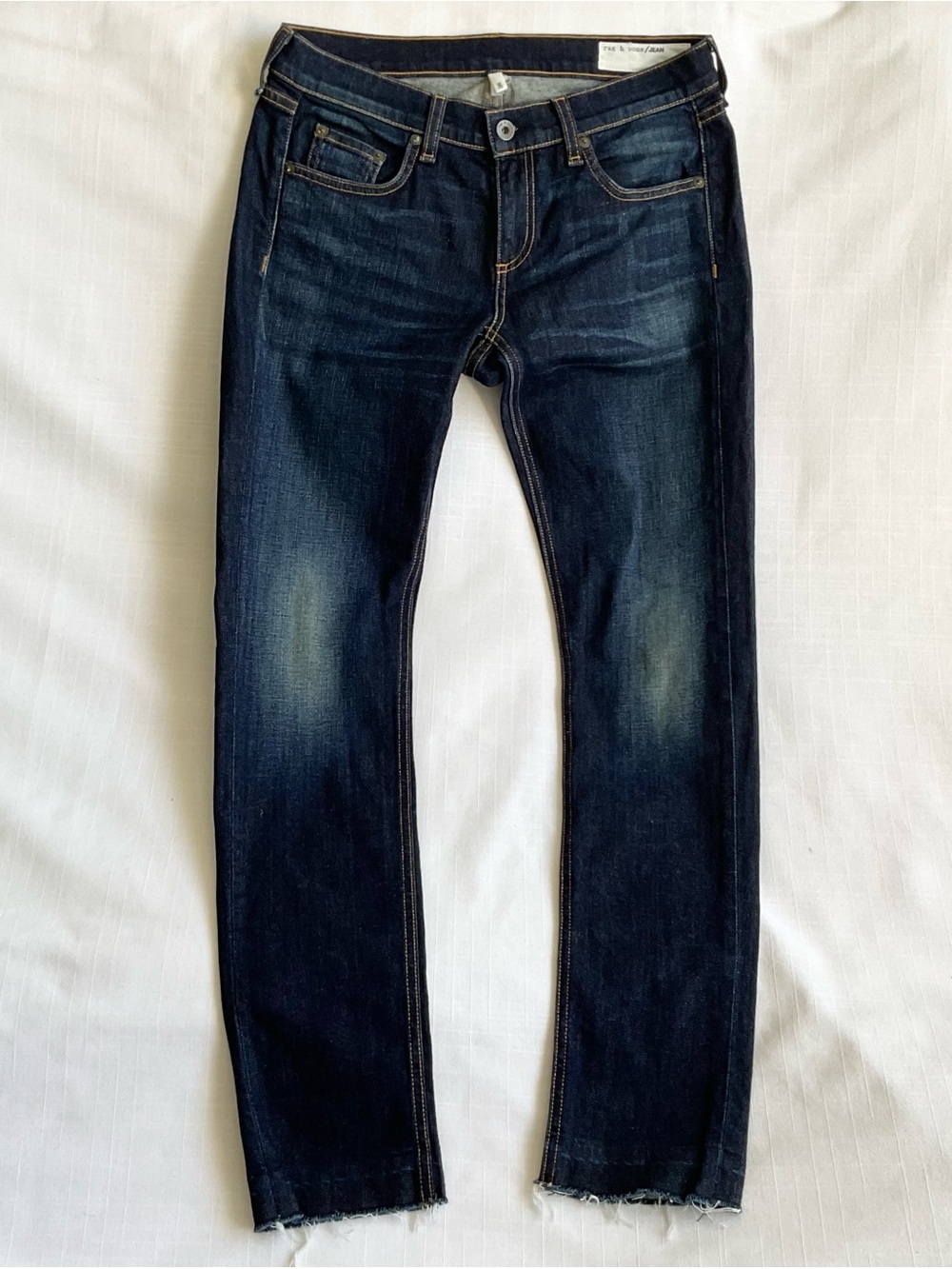 rag & bone | ‘Dre’ Jeans 30x31 Made In USA Raw Hem Dark Wash